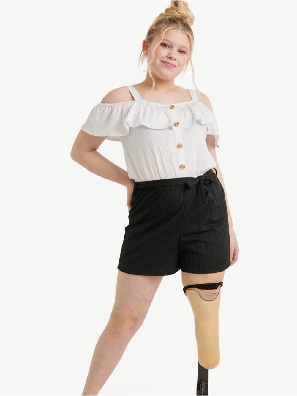 Justice Black High-Waist Tie-Front Girls Romper